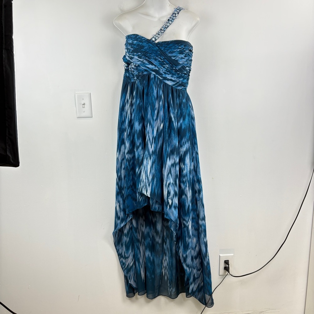 Y2K Calvin Klein Asymmetrical Hem Beaded Cocktail Dress Fairy Romantic